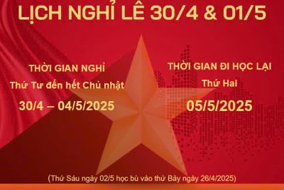 Trường THCS Giao Thiện thông báo lịch nghỉ lễ 30/4 – 01/5
